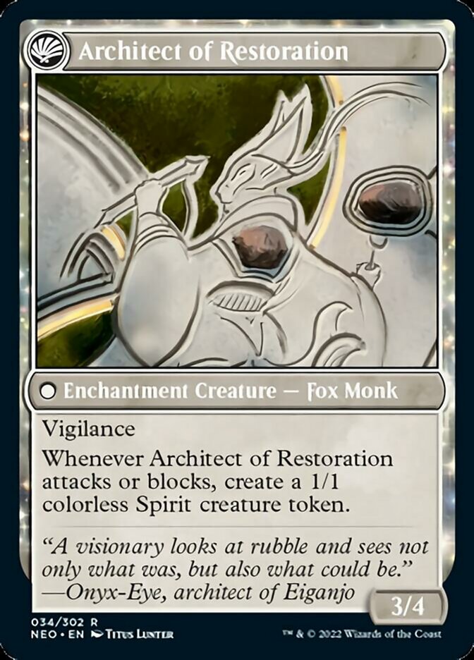Image of The Restoration of Eiganjo // Architect of Restoration [Kamigawa: Neon Dynasty]