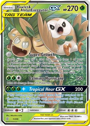 Image of Rowlet & Alolan Exeggutor GX (1/236) [Sun & Moon: Unified Minds]