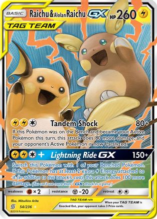 Image of Raichu & Alolan Raichu GX (54/236) [Sun & Moon: Unified Minds]