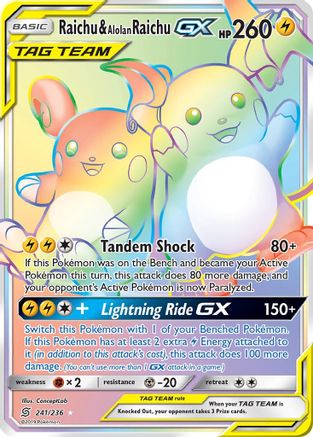 Image of Raichu & Alolan Raichu GX (241/236) [Sun & Moon: Unified Minds]