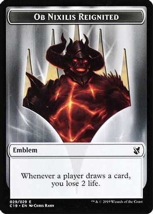 Image of Emblem - Ob Nixilis Reignited // Zombie (010) Double-Sided Token (C19-29 // 10) - Commander 2019