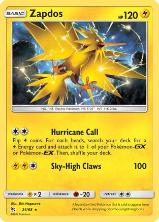 Image of Zapdos (24/68) [Sun & Moon: Hidden Fates]