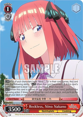Image of Reckless, Nino Nakano (5HY/W90-E062S SR) [The Quintessential Quintuplets 2]