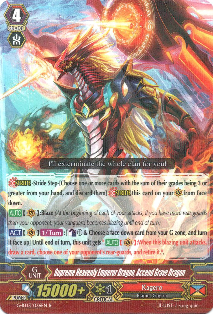 Image of Supreme Heavenly Emperor Dragon, Accend Grave Dragon (G-BT13/036EN) [Ultimate Stride]