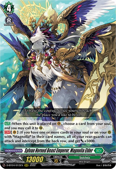 Image of Sylvan Horned Beast Emperor, Magnolia Elder (D-BT04/013EN) [Awakening of Chakrabarthi]