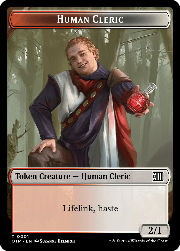 Image of Human Cleric // Plot Double-Sided Token [Outlaws of Thunder Junction Tokens]