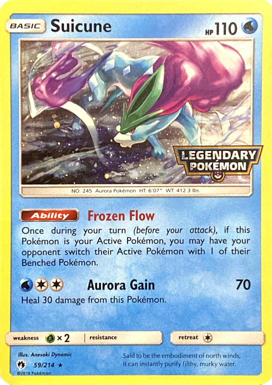 Image of Suicune (59/214) (Legendary Pokemon Stamped) [Sun & Moon: Lost Thunder]