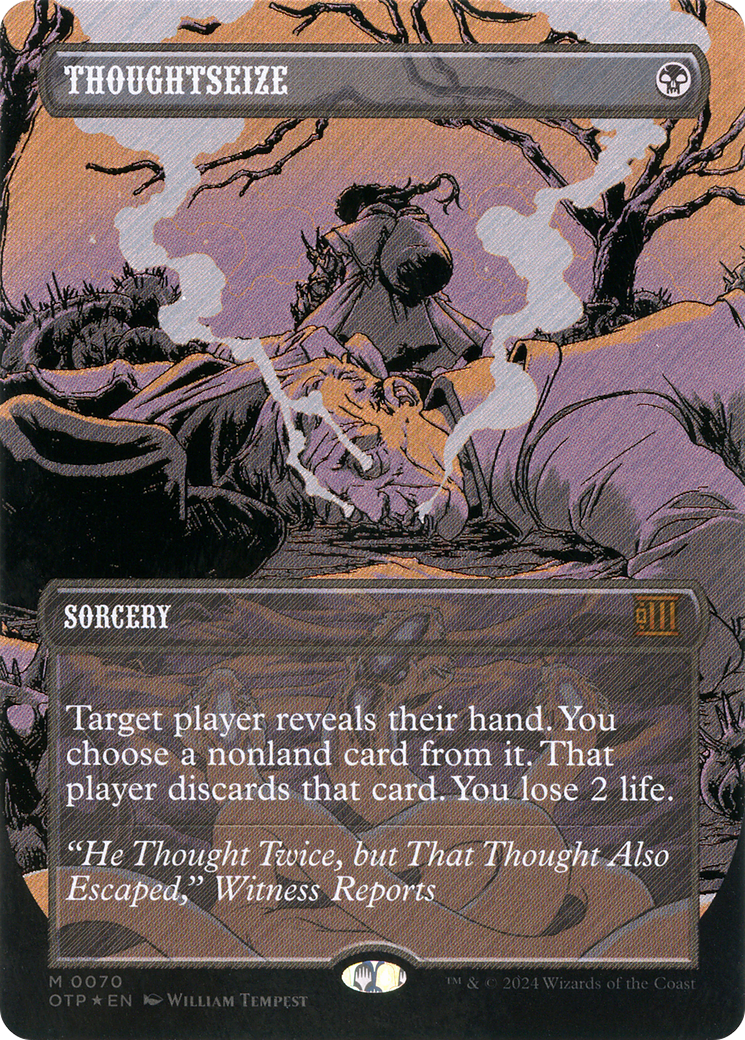 Image of Thoughtseize (Textured Foil) [Outlaws of Thunder Junction: Breaking News]