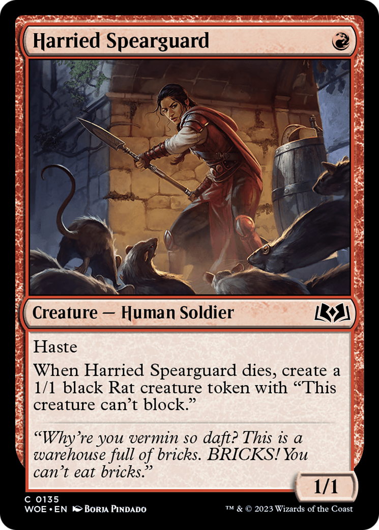 Image of Harried Spearguard [Wilds of Eldraine]