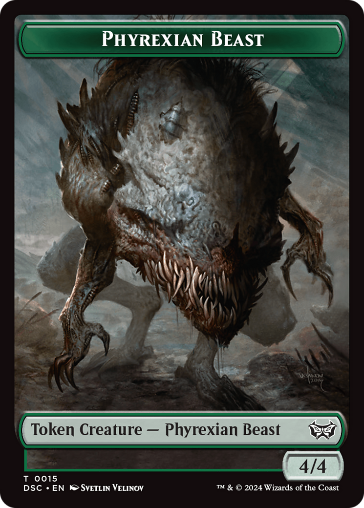 Image of Phyrexian Beast //Manifest Double-Sided Token [Duskmourn: House of Horror Commander Tokens]