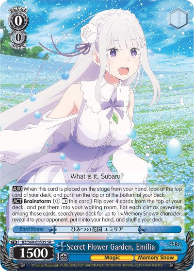 Image of Secret Flower Garden, Emilia (RZ/S68-E053S SR) [Re:ZERO Memory Snow]