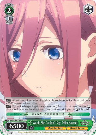 Image of Words She Couldn't Say, Miku Nakano (5HY/W83-TE40 TD) [The Quintessential Quintuplets]