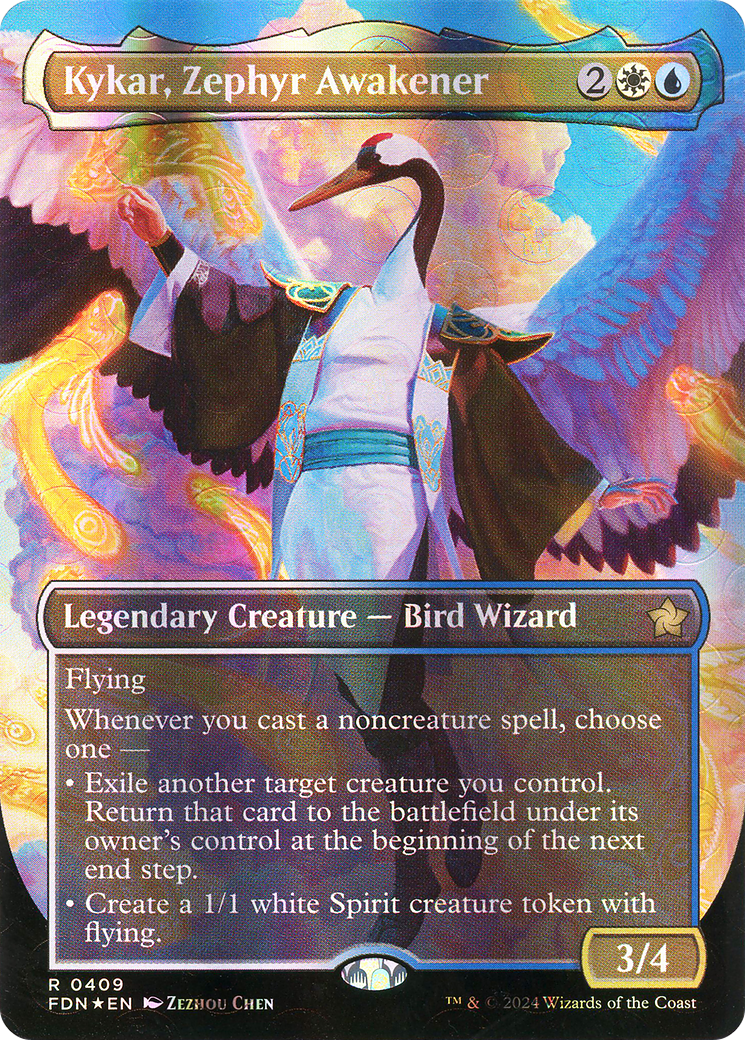 Image of Kykar, Zephyr Awakener (Borderless) (Mana Foil) [Foundations]