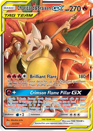 Image of Charizard & Braixen GX (22/236) [Sun & Moon: Cosmic Eclipse]