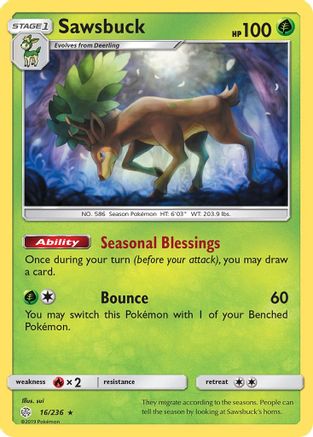 Image of Sawsbuck (16/236) [Sun & Moon: Cosmic Eclipse]