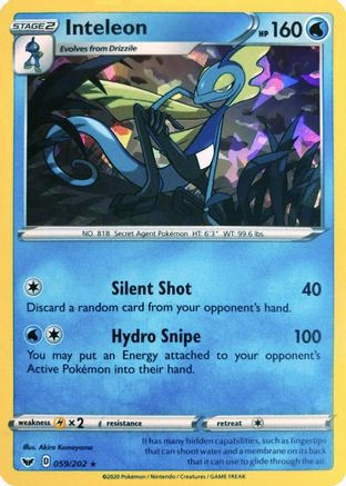 Image of Inteleon (059/202) (Cracked Ice Holo) (Theme Deck Exclusive) [Sword & Shield: Base Set]