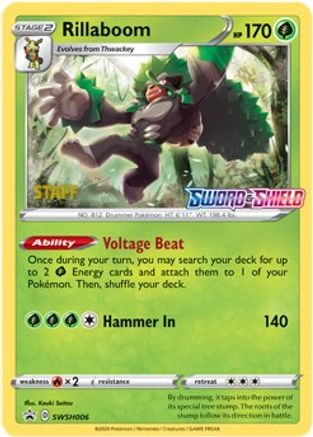Image of Rillaboom (SWSH006) (Staff Prerelease Promo) [Sword & Shield: Black Star Promos]
