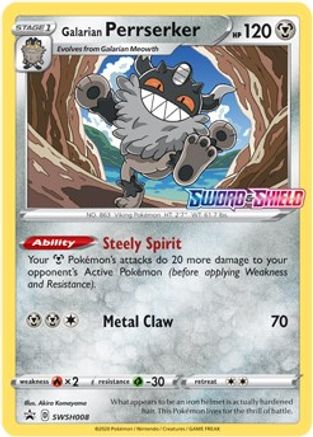 Image of Galarian Perrserker (SWSH008) (Prerelease Promo) [Sword & Shield: Black Star Promos]