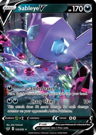 Image of Sableye V (120/202) [Sword & Shield: Base Set]