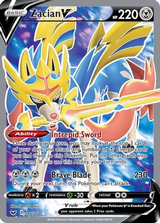 Image of Zacian V (195/202) [Sword & Shield: Base Set]