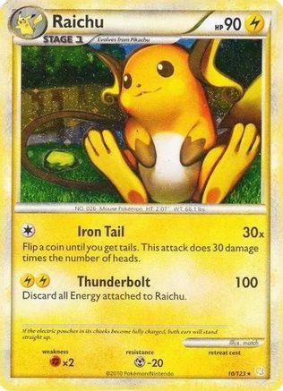 Image of Raichu (10/123) (Cracked Ice Holo) [HeartGold & SoulSilver: Base Set]