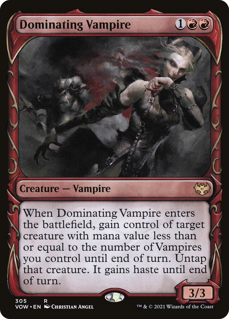 Image of Dominating Vampire (Showcase Fang Frame) [Innistrad: Crimson Vow]