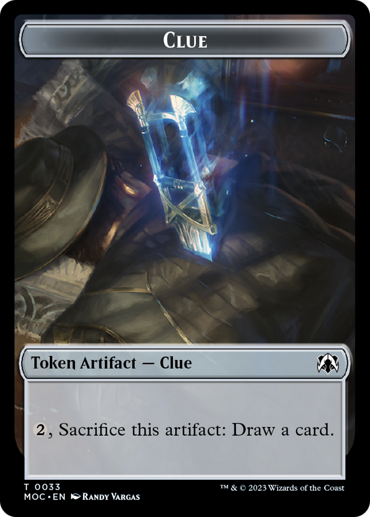Image of Golem // Clue Double-Sided Token [March of the Machine Commander Tokens]