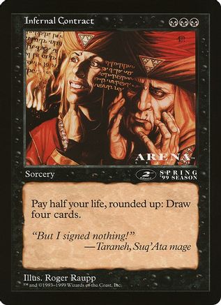 Image of Infernal Contract (2nd Place) (Arena League) (OVER-) - Oversize Cards