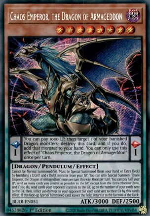 Image of Chaos Emperor, the Dragon of Armageddon [BLAR-EN051] Secret Rare