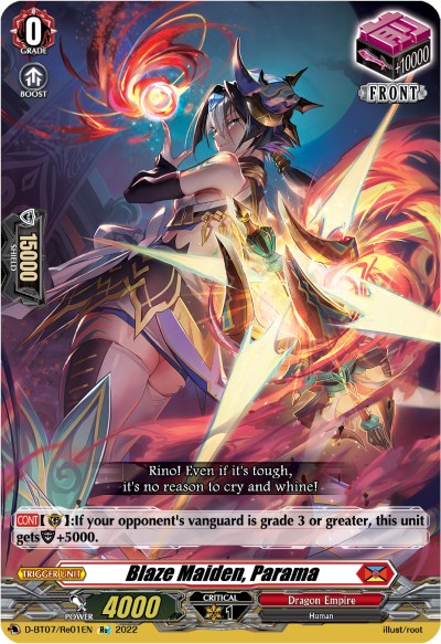 Image of Blaze Maiden, Parama (D-BT07/Re01EN) [Raging Flames Against Emerald Storm]