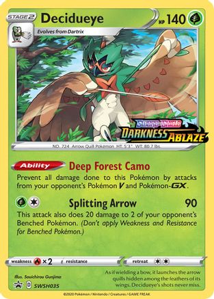 Image of Decidueye (SWSH035) (Prerelease Promo) [Sword & Shield: Black Star Promos]