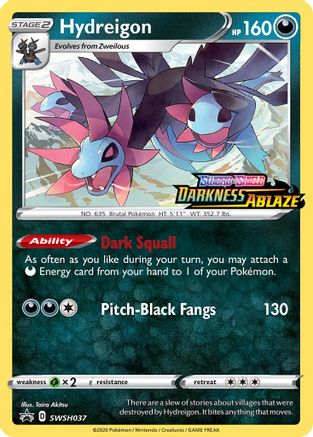 Image of Hydreigon (SWSH037) (Prerelease Promo) [Sword & Shield: Black Star Promos]