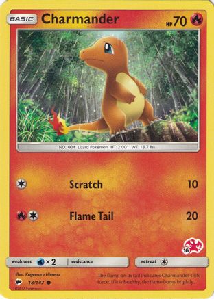 Image of Charmander (18/147) (Charizard Stamp #16) [Battle Academy 2020]