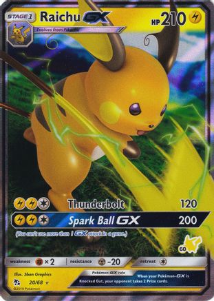 Image of Raichu GX (20/68) (Pikachu Stamp #60) [Battle Academy 2020]