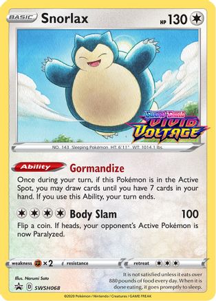Image of Snorlax (SWSH068) (Prerelease Promo) [Sword & Shield: Black Star Promos]