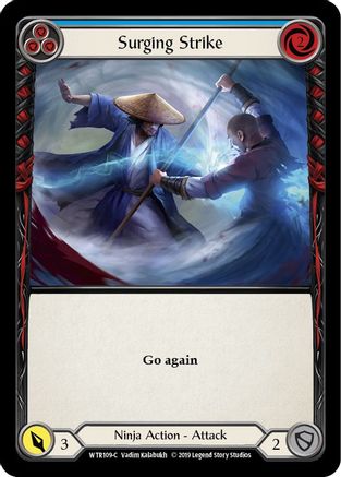 Image of Surging Strike (Blue) [U-WTR109] (Welcome to Rathe Unlimited)  Unlimited Rainbow Foil