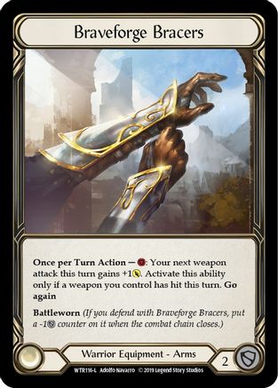 Image of Braveforge Bracers [U-WTR116] (Welcome to Rathe Unlimited)  Unlimited Rainbow Foil