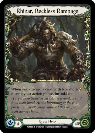 Image of Rhinar, Reckless Rampage // Seismic Surge [U-WTR001 // U-WTR075] (Welcome to Rathe Unlimited)  Unlimited Normal