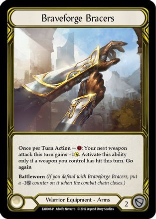Image of Braveforge Bracers [FAB006-P] (Promo)  1st Edition Cold Foil - Golden