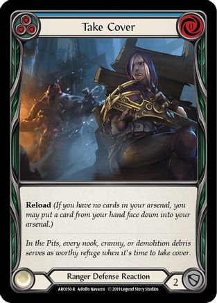 Image of Take Cover (Blue) [ARC050-R] (Arcane Rising)  1st Edition Rainbow Foil