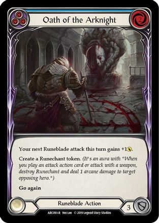 Image of Oath of the Arknight (Blue) [ARC093-R] (Arcane Rising)  1st Edition Normal