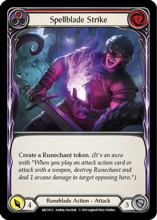 Image of Spellblade Strike (Red) [ARC103-C] (Arcane Rising)  1st Edition Rainbow Foil