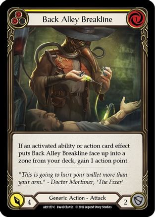 Image of Back Alley Breakline (Yellow) [ARC177-C] (Arcane Rising)  1st Edition Rainbow Foil