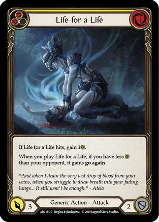 Image of Life for a Life (Yellow) [ARC165-R] (Arcane Rising)  1st Edition Rainbow Foil
