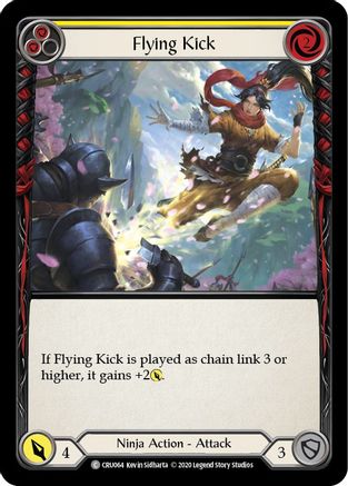 Image of Flying Kick (Yellow) [CRU064] (Crucible of War)  1st Edition Rainbow Foil