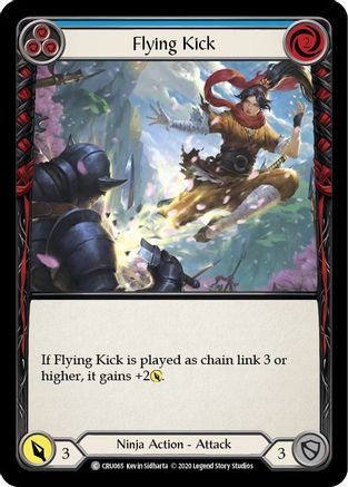 Image of Flying Kick (Blue) [CRU065] (Crucible of War)  1st Edition Rainbow Foil