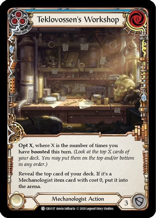 Image of Teklovossen's Workshop (Blue) [CRU117] (Crucible of War)  1st Edition Rainbow Foil