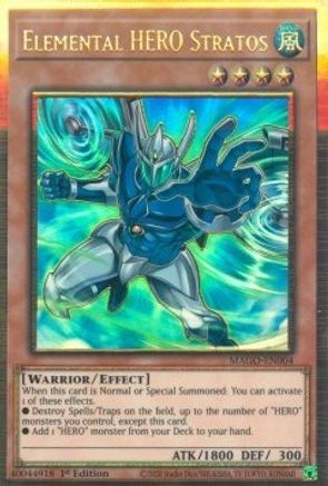 Elemental HERO Stratos (Alternate Art) [MAGO-EN004] Gold Rare