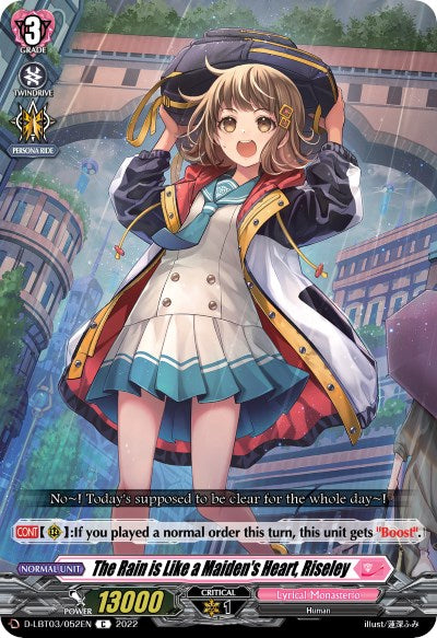 Image of The Rain is Like a Maiden's Heart, Riseley (D-LBT03/052EN) [Lyrical Monasterio: Summertime Memories!]