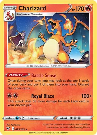 Image of Charizard (025/185) (Cracked Ice Holo) (Theme Deck Exclusive) [Sword & Shield: Vivid Voltage]